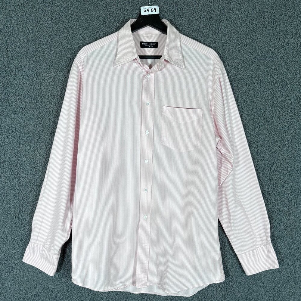 Spier & Mackay 100% Cotton Striped Long Sleeve Shirt - Men's Size 16.5 - Pink